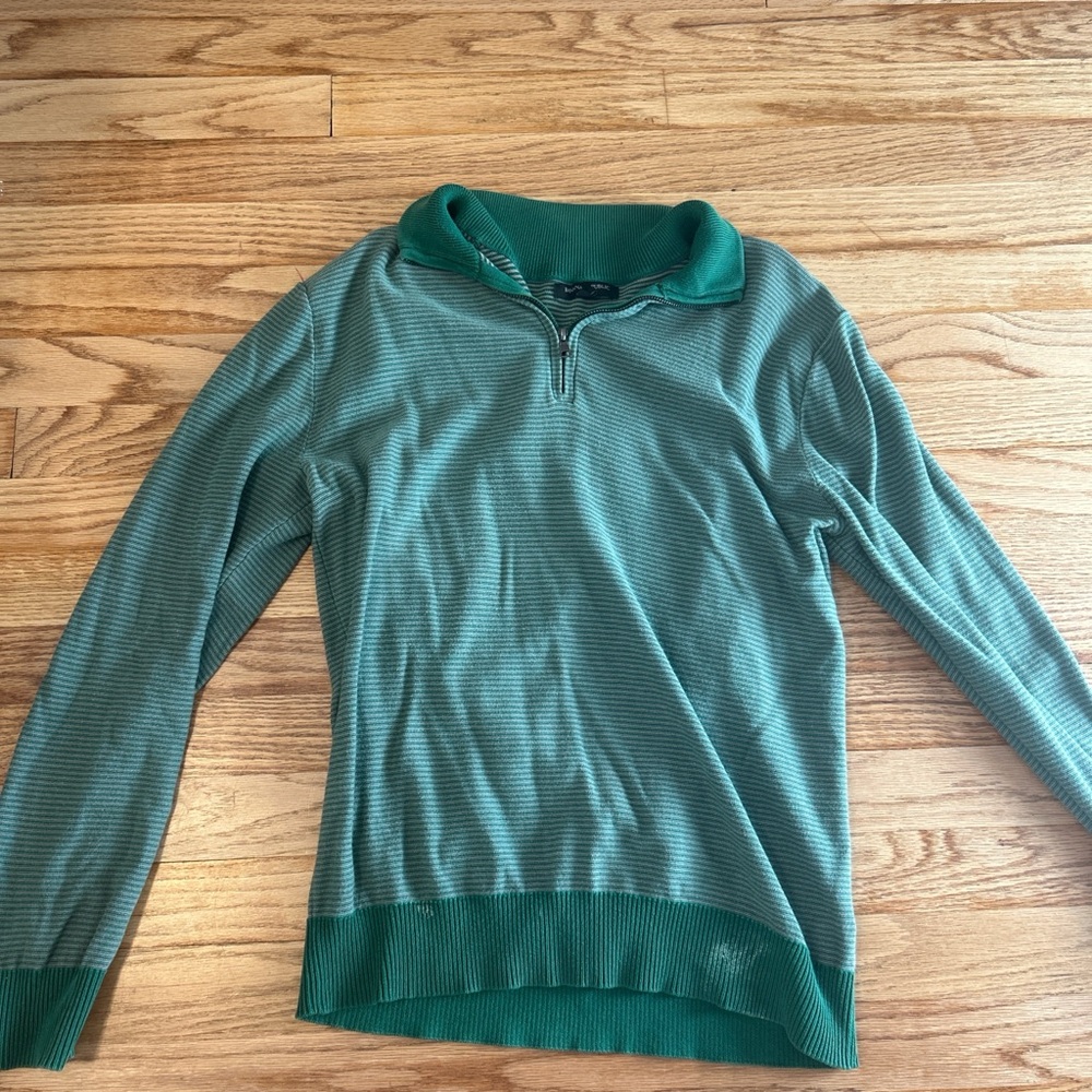 Green striped quarter zip sweatshirt